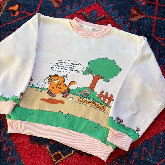 Vintage Garfield Jim Davis All Over Print Crewneck Kids Sweatshirt - Picture 6 of 14